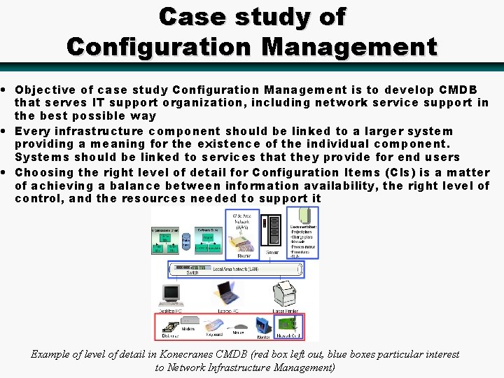 Case study of Configuration Management • Objective of case study Configuration Management is to