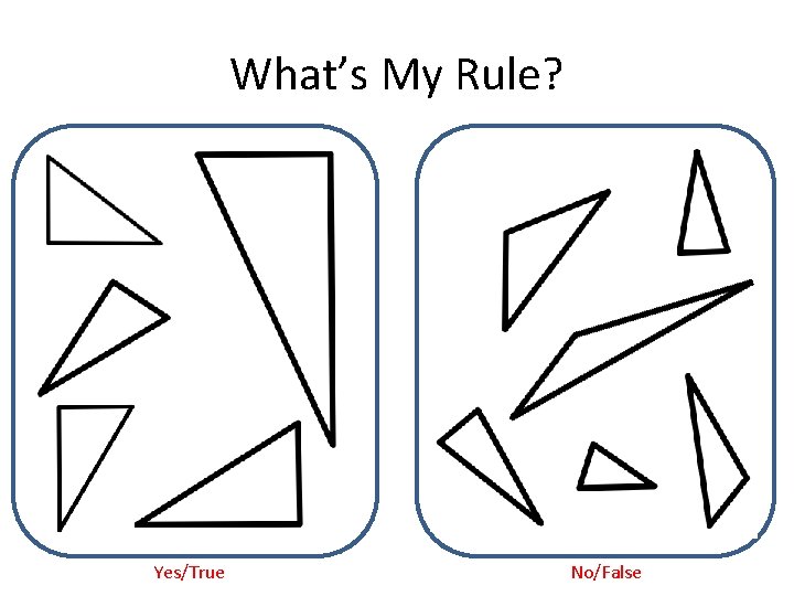 What’s My Rule? Yes/True No/False 