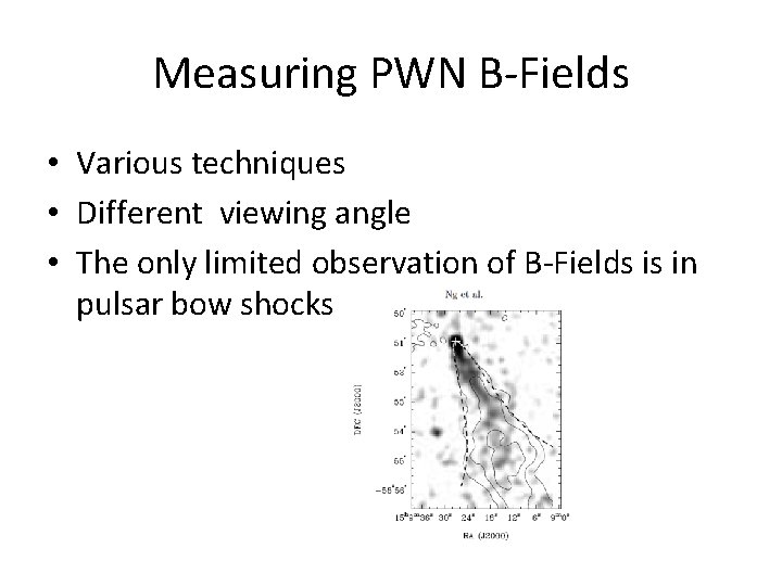 Measuring PWN B-Fields • Various techniques • Different viewing angle • The only limited