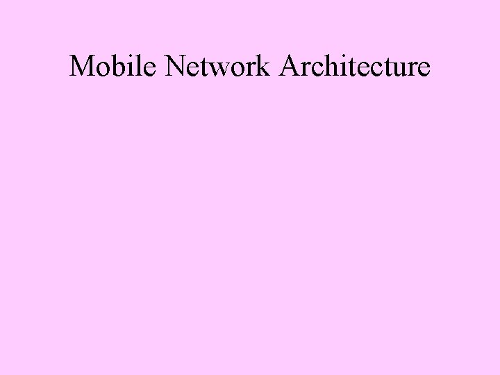 Mobile Network Architecture 