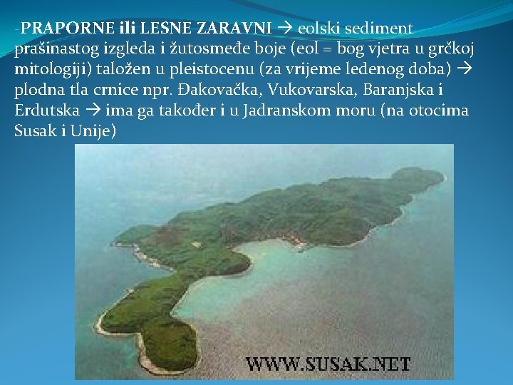 -PRAPORNE ili LESNE ZARAVNI eolski sediment prašinastog izgleda i žutosmeđe boje (eol = bog