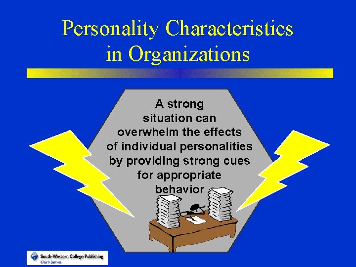 Personality Characteristics in Organizations A strong situation can overwhelm the effects of individual personalities