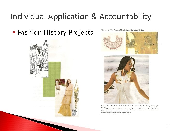 Individual Application & Accountability Fashion History Projects 13 