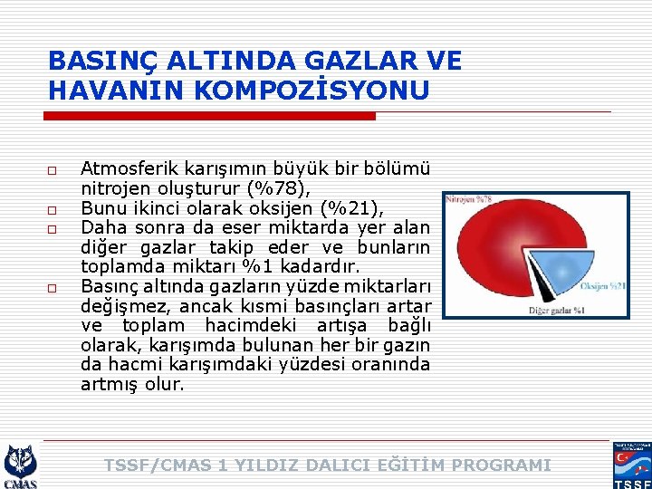 BASINÇ ALTINDA GAZLAR VE HAVANIN KOMPOZİSYONU o o Atmosferik karışımın büyük bir bölümü nitrojen