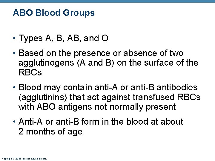 ABO Blood Groups • Types A, B, AB, and O • Based on the