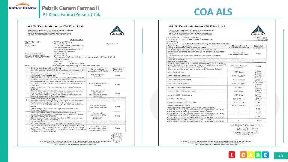 Pabrik Garam Farmasi I PT Kimia Farma (Persero) Tbk COA ALS 40 