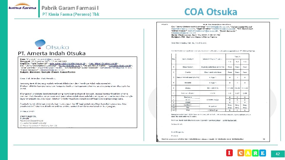 Pabrik Garam Farmasi I PT Kimia Farma (Persero) Tbk COA Otsuka 42 