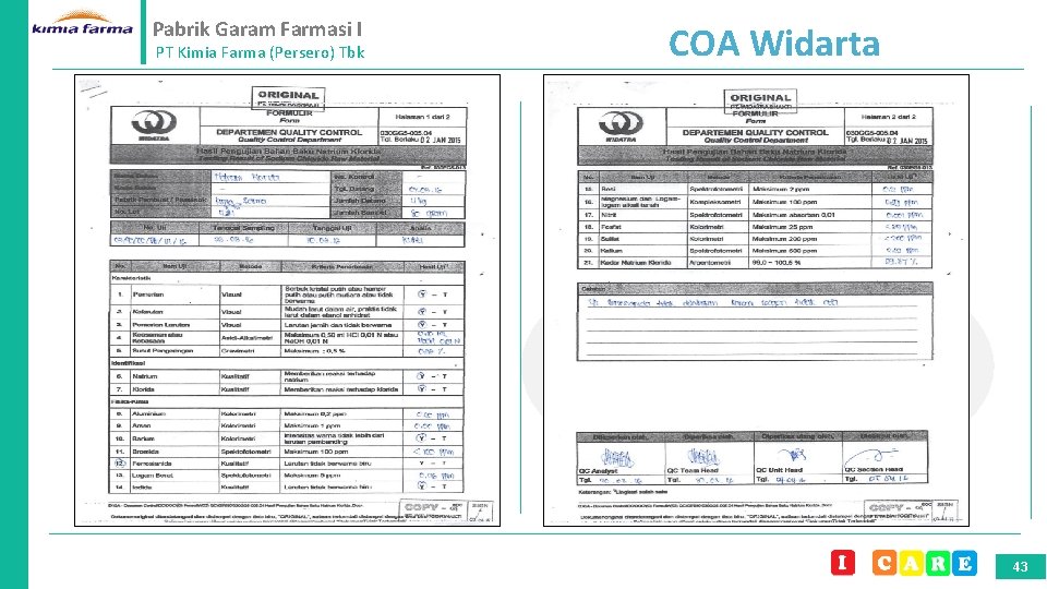 Pabrik Garam Farmasi I PT Kimia Farma (Persero) Tbk COA Widarta 43 