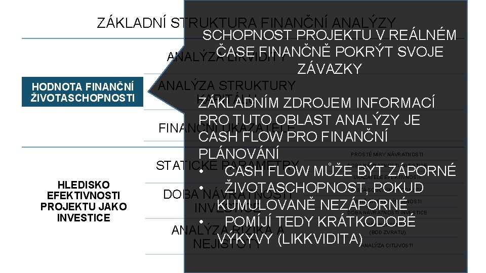 ZÁKLADNÍ STRUKTURA FINANČNÍ ANALÝZY SCHOPNOST PROJEKTU V REÁLNÉM ČASE FINANČNĚ POKRÝT SVOJE ANALÝZA LIKVIDITY