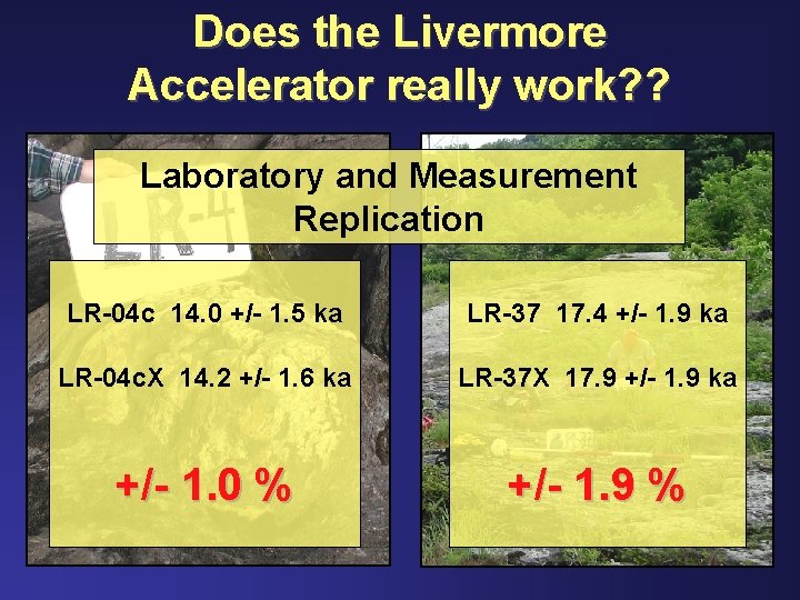 Does the Livermore Accelerator really work? ? Laboratory and Measurement Replication LR-04 c 14.