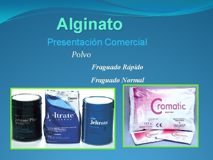 Alginato Presentación Comercial Polvo Fraguado Rápido Fraguado Normal 