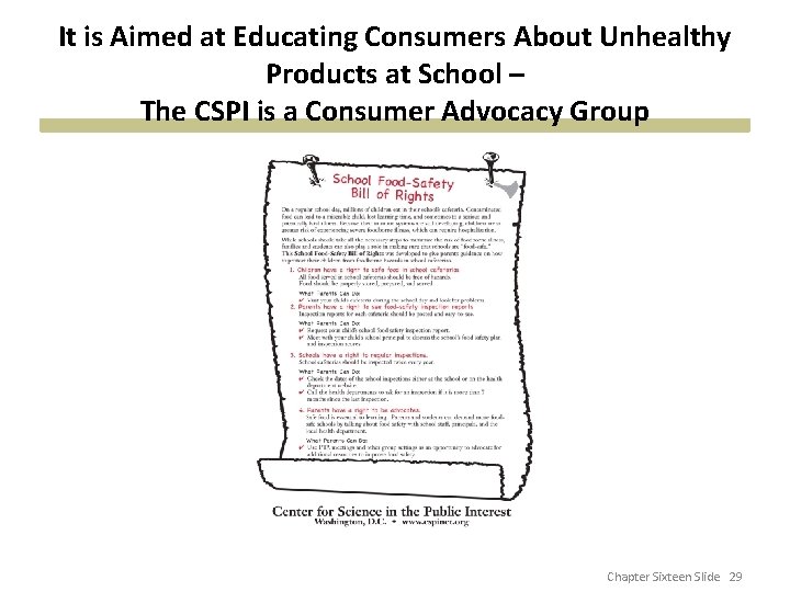 It is Aimed at Educating Consumers About Unhealthy Products at School – The CSPI