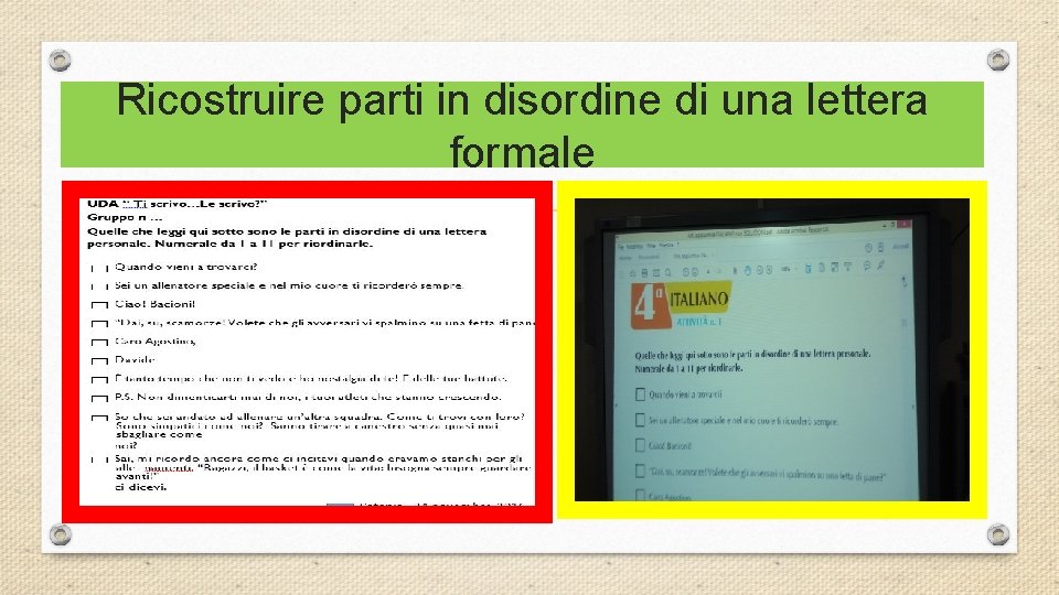 Ricostruire parti in disordine di una lettera formale 