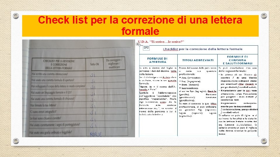 Check list per la correzione di una lettera formale 