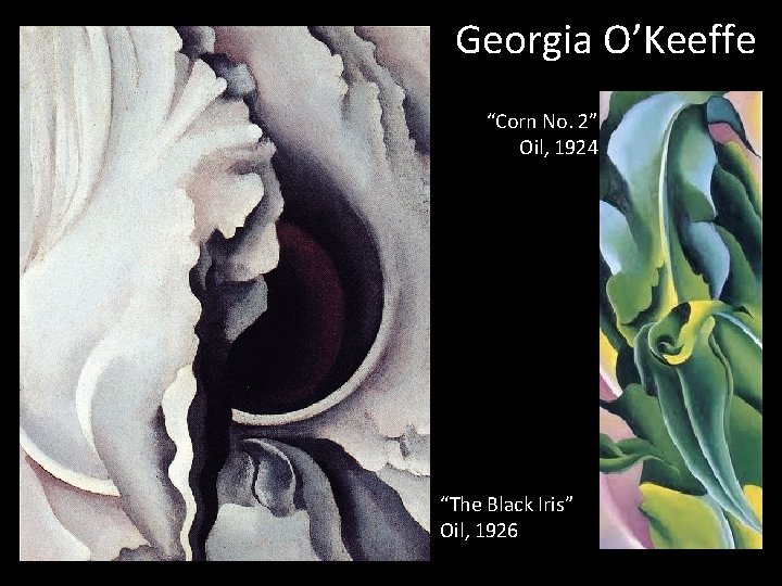 Georgia O’Keeffe “Corn No. 2” Oil, 1924 “The Black Iris” Oil, 1926 