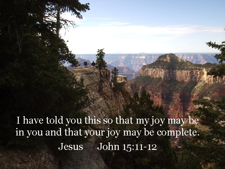 I have told you this so that my joy may be in you and