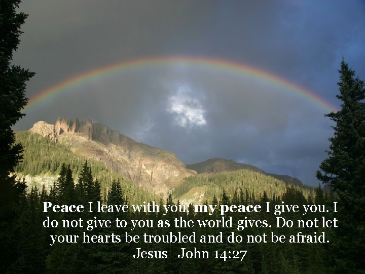 Peace I leave with you; my peace I give you. I do not give