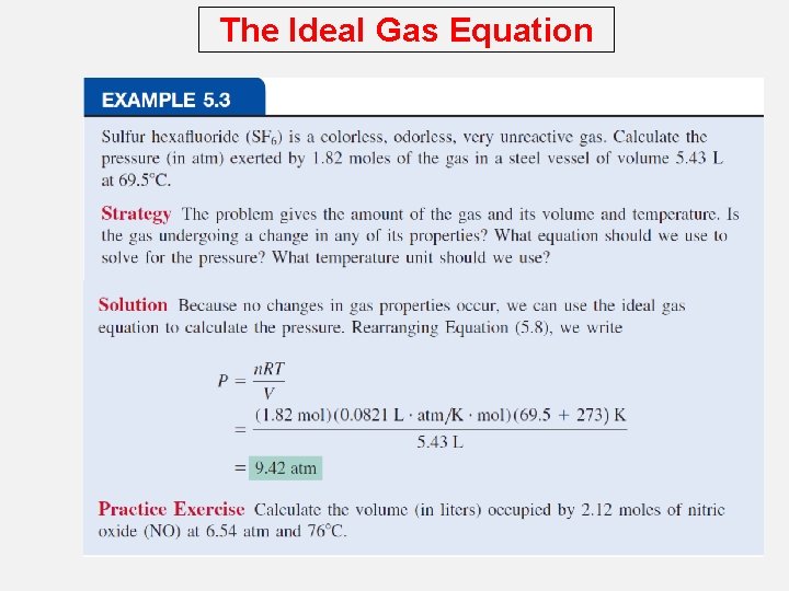 The Ideal Gas Equation 