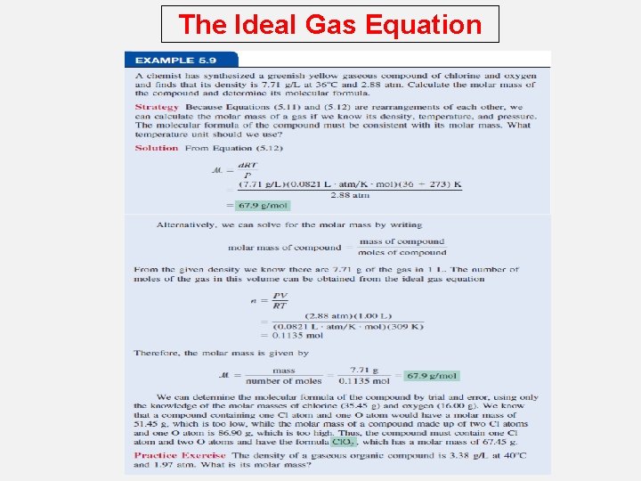 The Ideal Gas Equation 