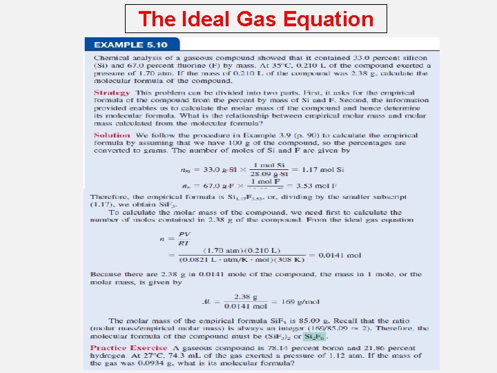 The Ideal Gas Equation 