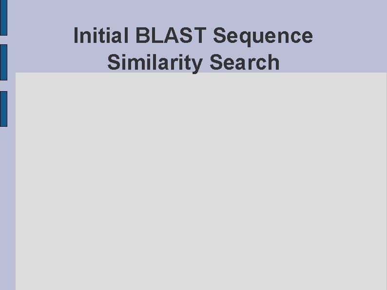 Initial BLAST Sequence Similarity Search 