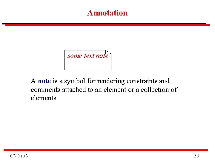 Annotation some text note A note is a symbol for rendering constraints and comments
