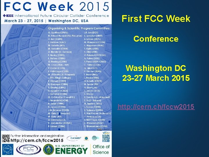 First FCC Week Conference ++. . . Washington DC 23 -27 March 2015 http: