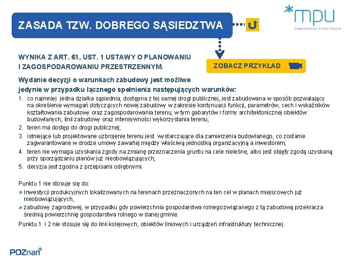 ZASADA TZW. DOBREGO SĄSIEDZTWA WYNIKA Z ART. 61, UST. 1 USTAWY O PLANOWANIU I