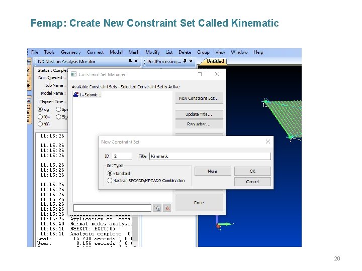 Femap: Create New Constraint Set Called Kinematic 20 