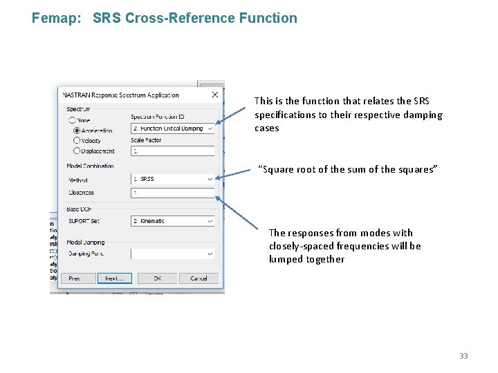 Femap: SRS Cross-Reference Function This is the function that relates the SRS specifications to