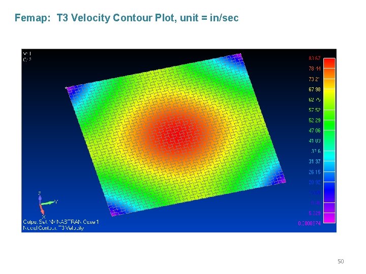 Femap: T 3 Velocity Contour Plot, unit = in/sec 50 