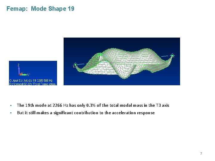 Femap: Mode Shape 19 • The 19 th mode at 2266 Hz has only