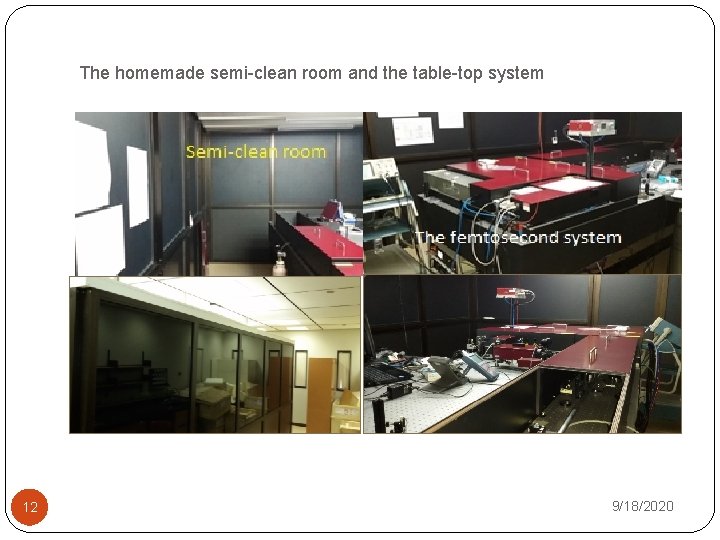 The homemade semi-clean room and the table-top system 12 9/18/2020 