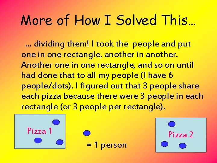 More of How I Solved This… … dividing them! I took the people and