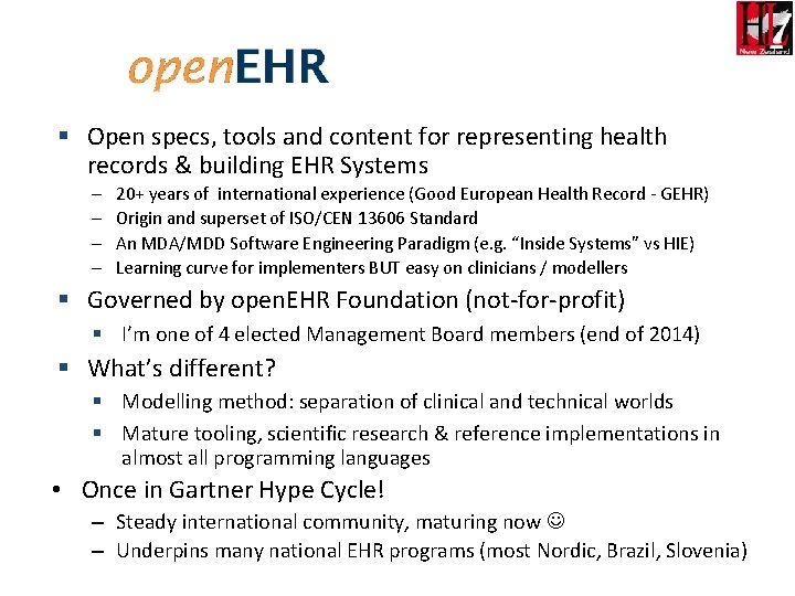  Open specs, tools and content for representing health records & building EHR Systems