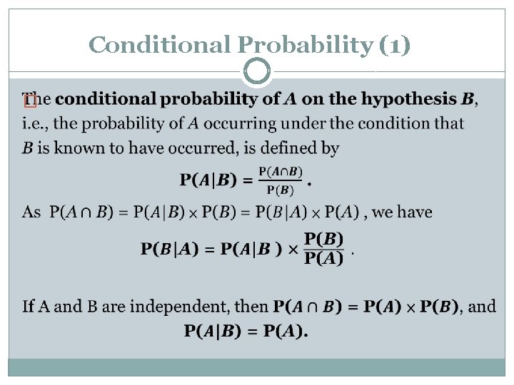 Conditional Probability (1) � 