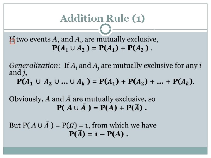 Addition Rule (1) � 