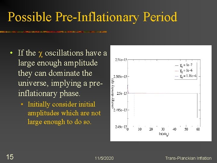 Possible Pre-Inflationary Period • If the c oscillations have a large enough amplitude they