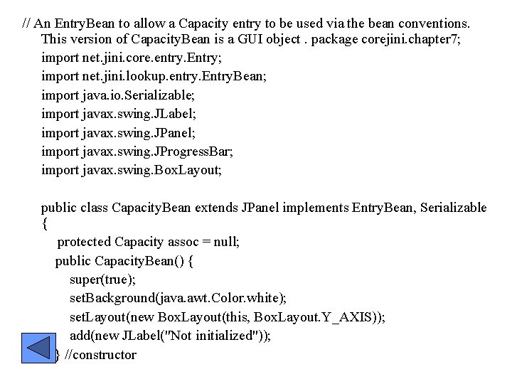 // An Entry. Bean to allow a Capacity entry to be used via the