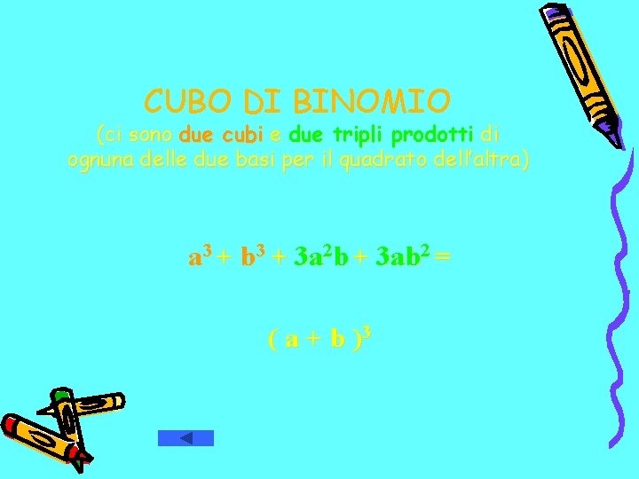 CUBO DI BINOMIO (ci sono due cubi e due tripli prodotti di ognuna delle CUBO DI BINOMIO (ci sono due cubi e due tripli prodotti di ognuna delle