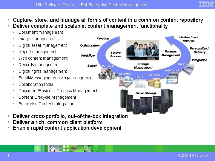 IBM Software Group | IBM Enterprise Content Management • Capture, store, and manage all