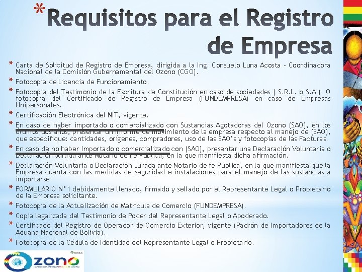 * * Carta de Solicitud de Registro de Empresa, dirigida a la Ing. Consuelo