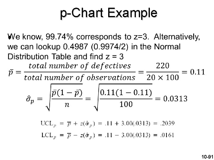 p-Chart Example § 10 -91 