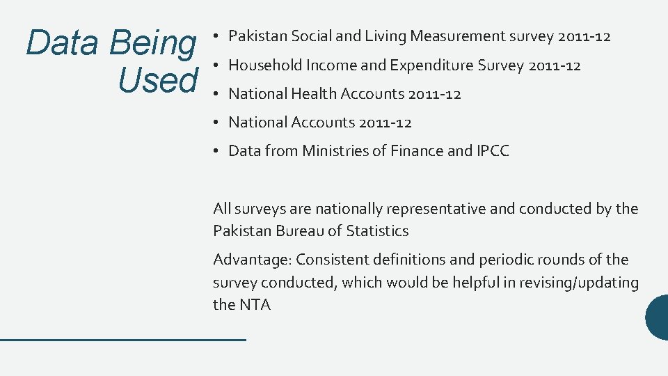 Data Being Used • Pakistan Social and Living Measurement survey 2011 -12 • Household