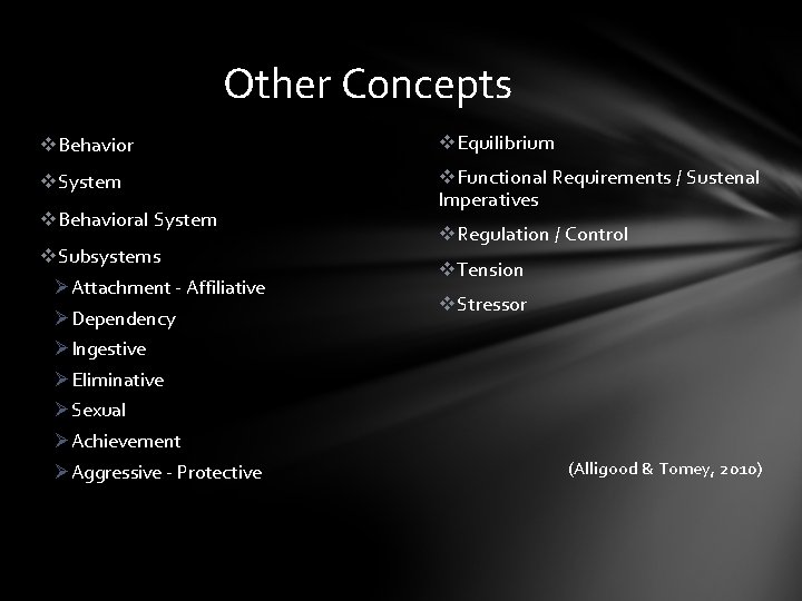 Other Concepts v. Behavior v. Equilibrium v. System v. Functional Requirements / Sustenal Imperatives