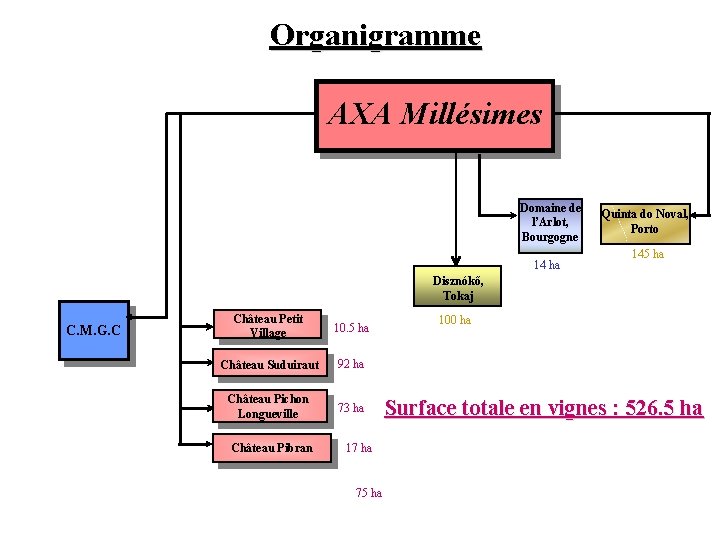 Organigramme AXA Millésimes Domaine de l’Arlot, Bourgogne 14 ha Quinta do Noval, Porto 145