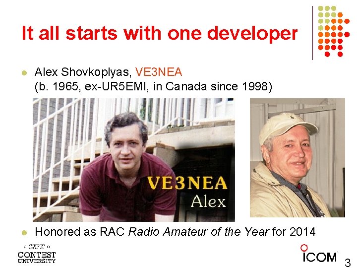 It all starts with one developer l Alex Shovkoplyas, VE 3 NEA (b. 1965,