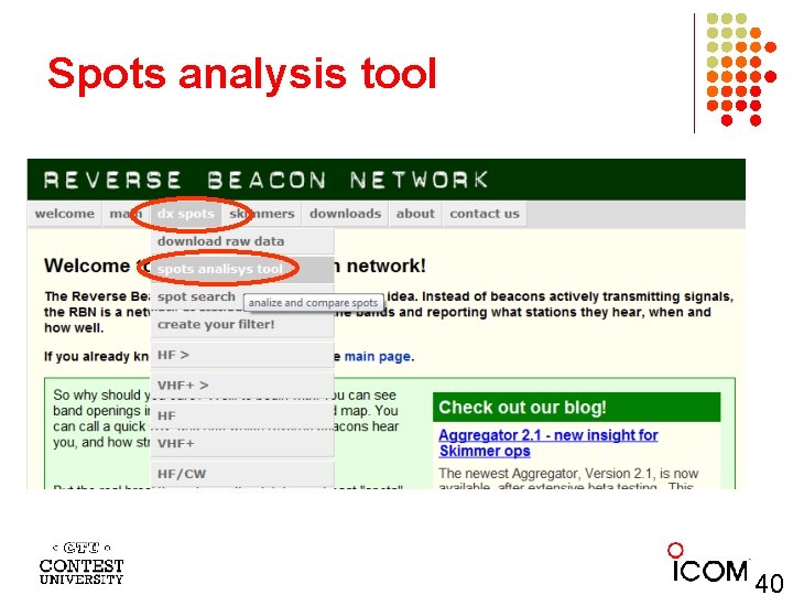 Spots analysis tool 40 