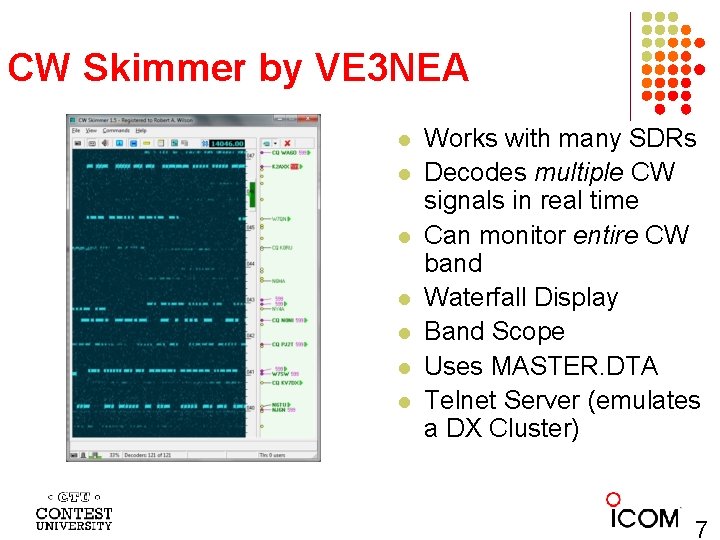 CW Skimmer by VE 3 NEA l l l l Works with many SDRs