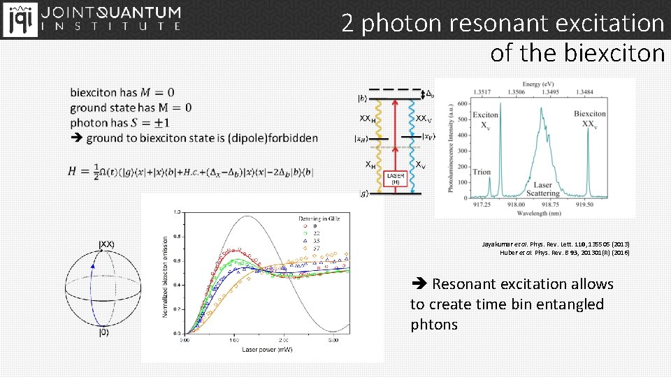 2 photon resonant excitation of the biexciton Jayakumar et al. Phys. Rev. Lett. 110,